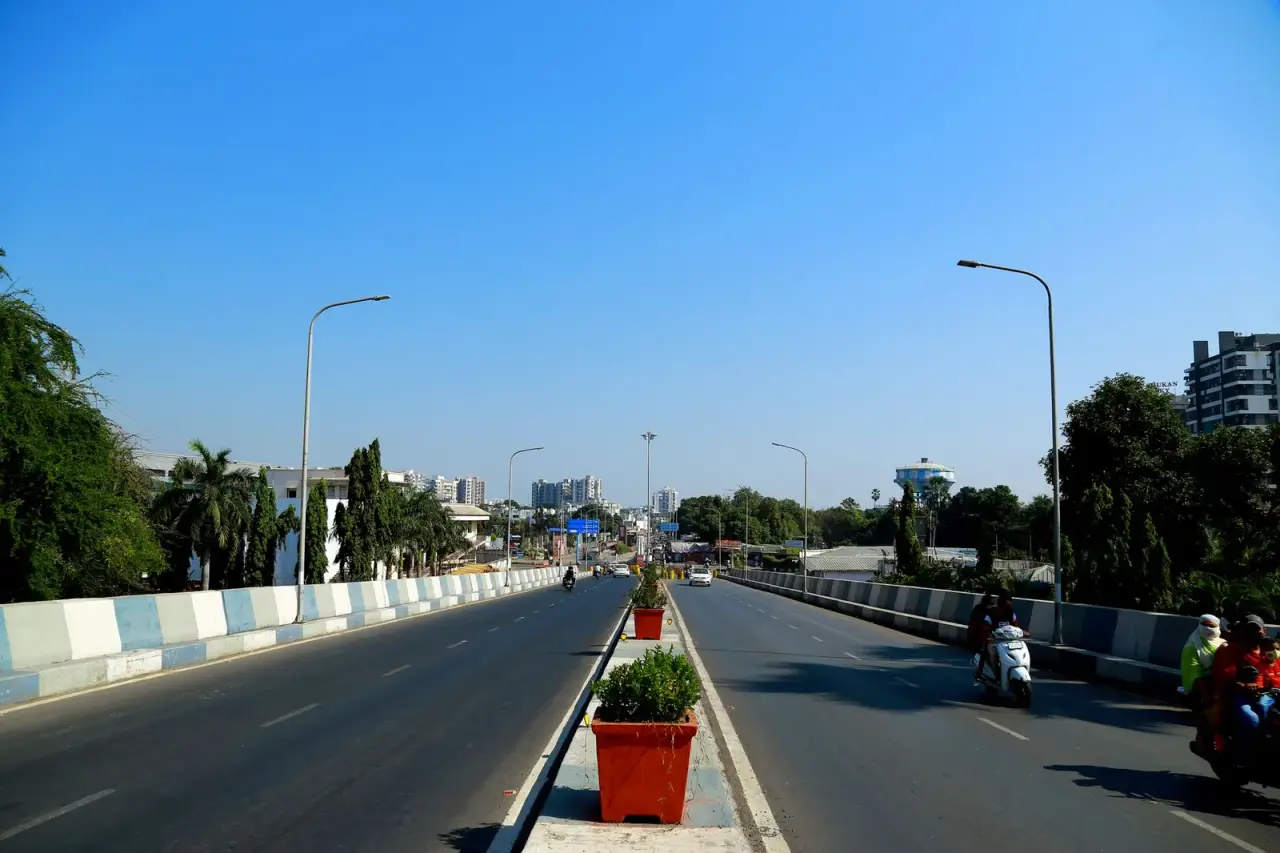 Urban highway in Surat on a clear day
