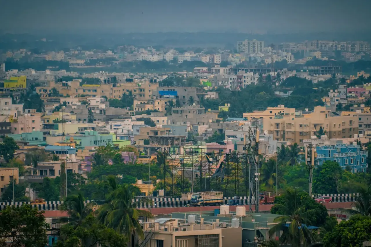 Aerial view of Bhubaneswar with buildings and green cover