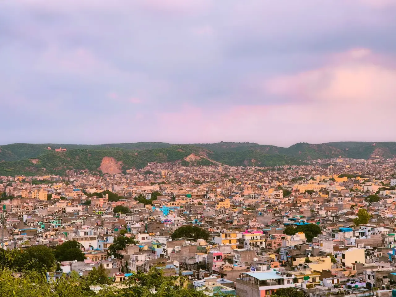 Panorama of Jaipur at sunset