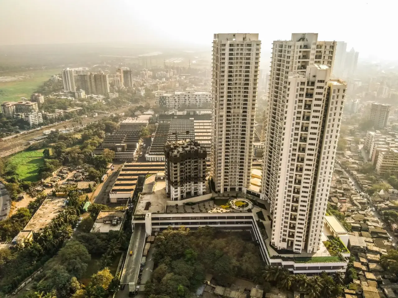 Aerial view of high-rise buildings in Navi Mumbai