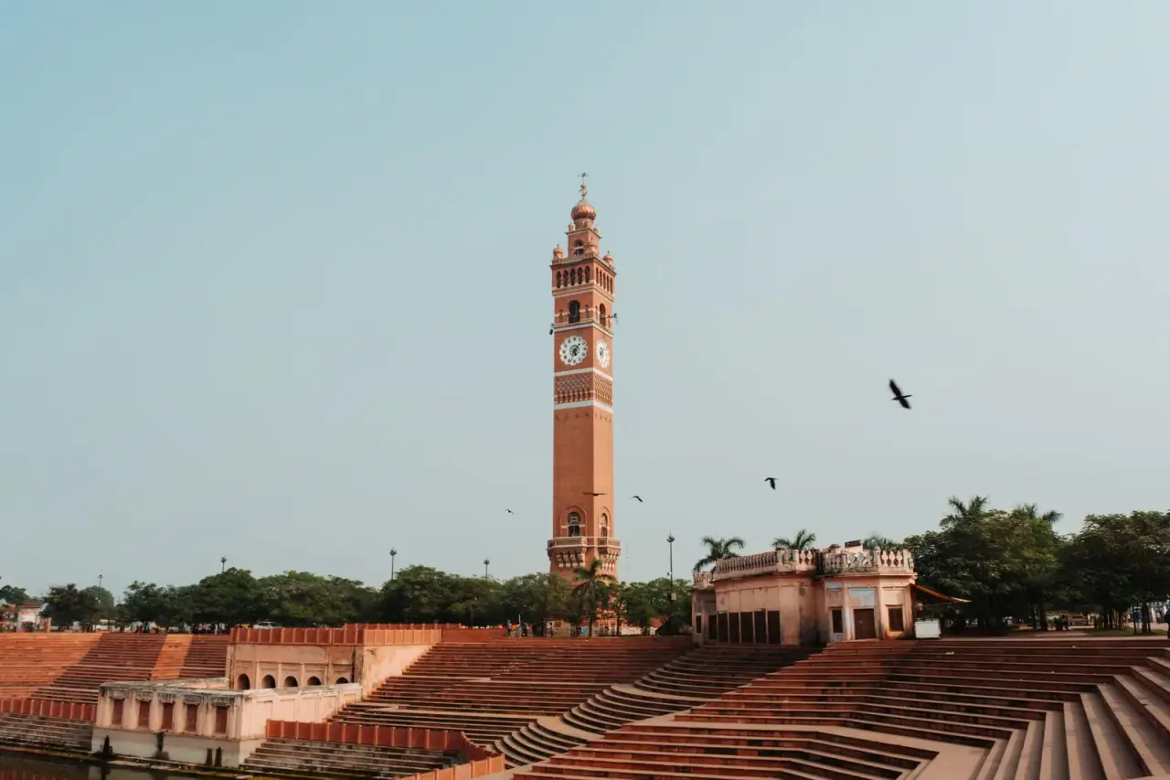 Husainabad Clock Tower in Lucknow against a clear sky